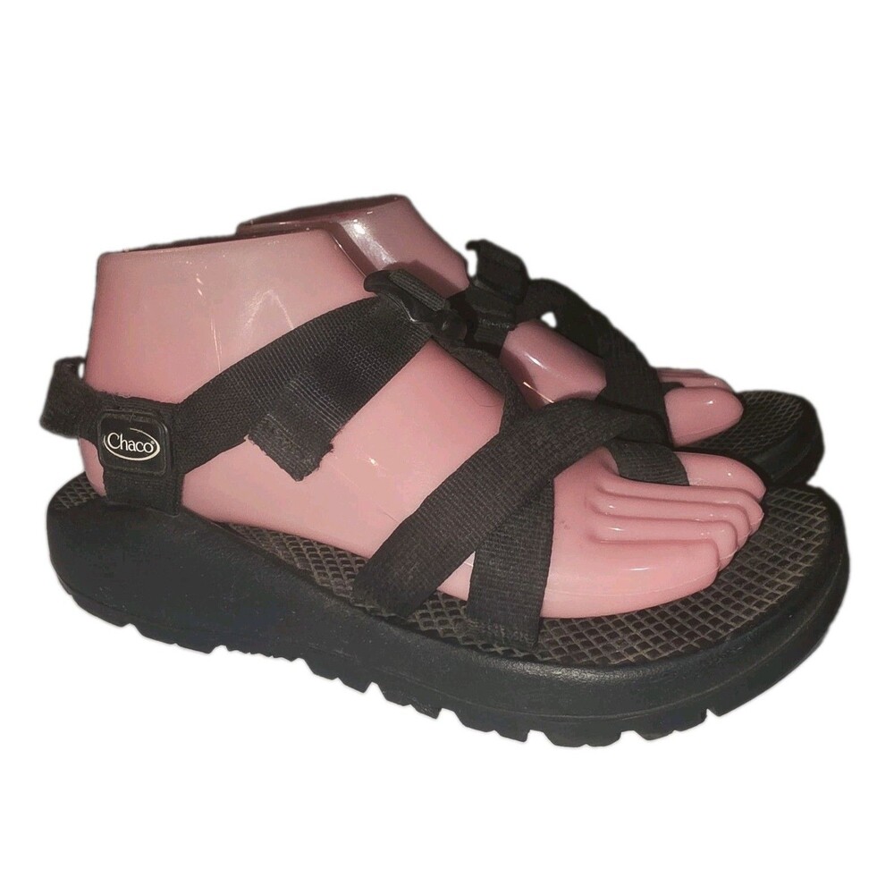 CHACO Z CLOUD Sz 8 Black Vibram Lug Sole Beach Toe Loop Travel Hiking Sandals